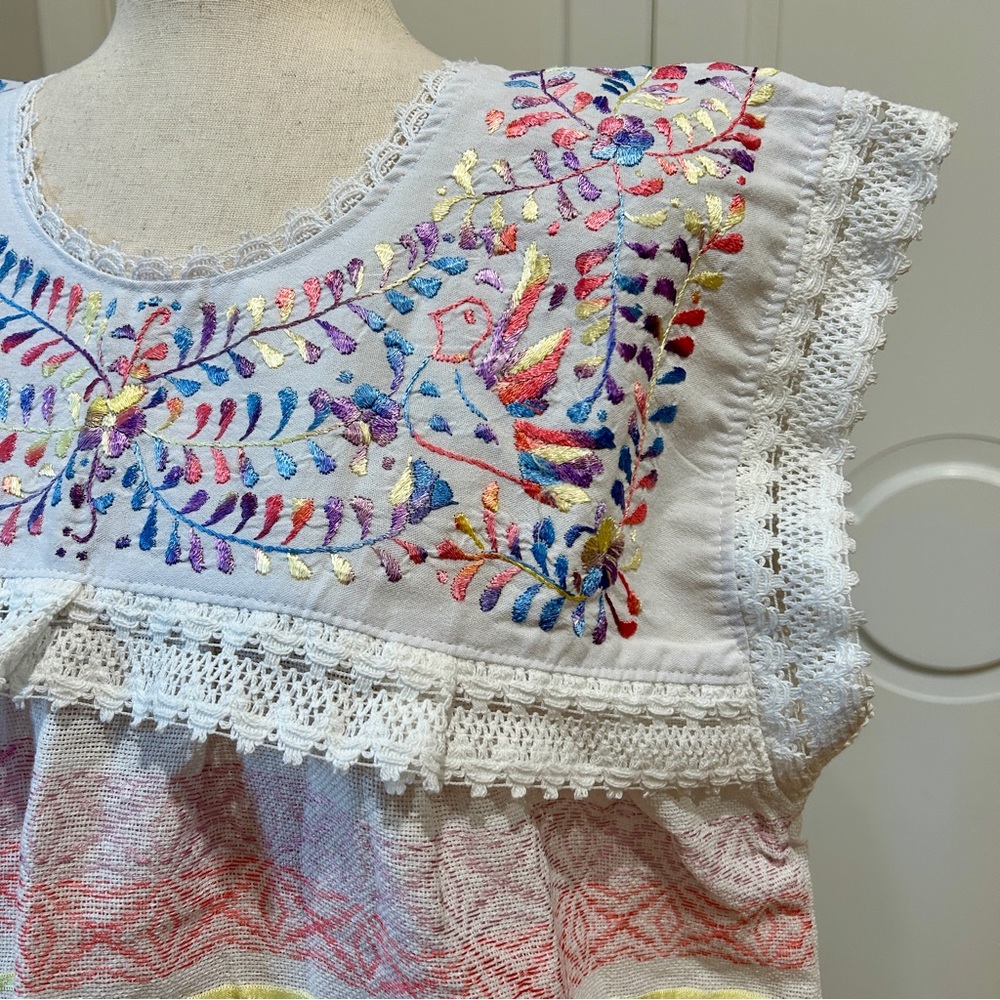 Paloma Embroidered Mexican Dress Is Made In Oaxaca - Picture 4 of 8